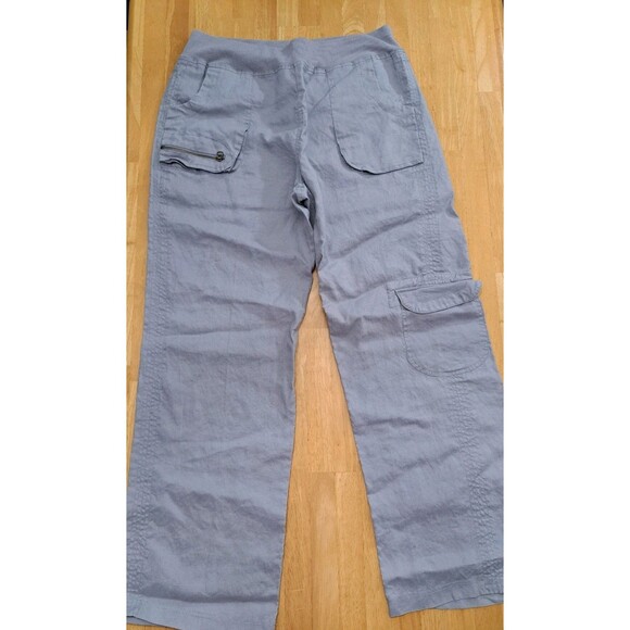 Soft Surroundings Womens Medium Gray Wide Leg Elastic Waist Pull On Cargo Pants - Picture 2 of 12